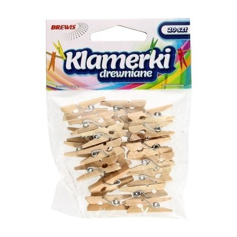 Klamerki drewniane Brewis 25mm Naturalne, 20szt - 2